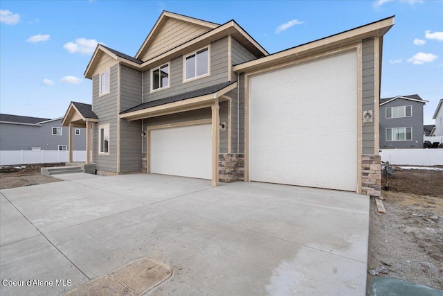 view of front of house with a garage