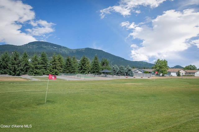 view of community featuring a mountain view