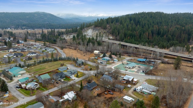 aerial view with a mountain view