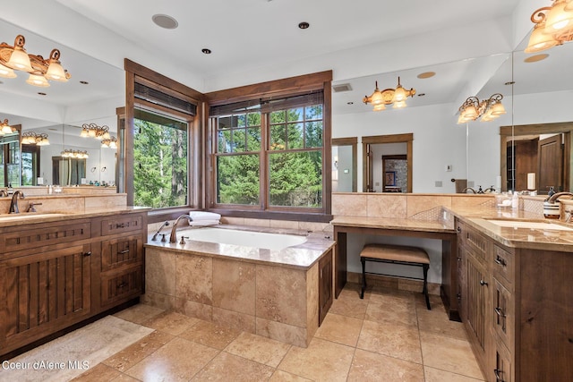 6126 S Gozzer Rd, Harrison, ID 83833 - bathroom featuring vanity and a relaxing tiled tub