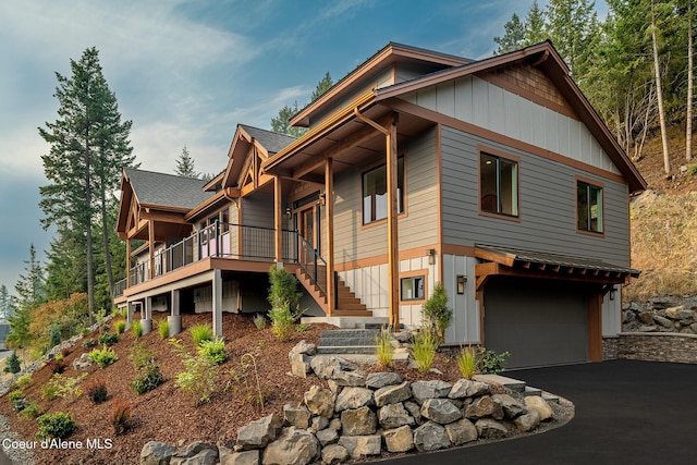 exterior space with a garage