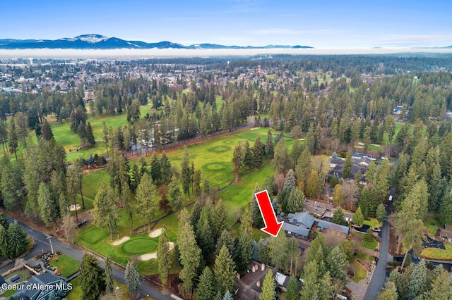 birds eye view of property with a mountain view