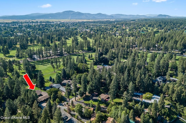 birds eye view of property with a mountain view