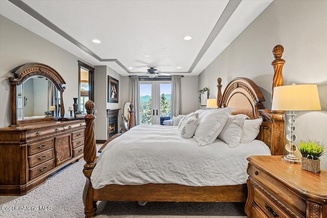 carpeted bedroom featuring french doors