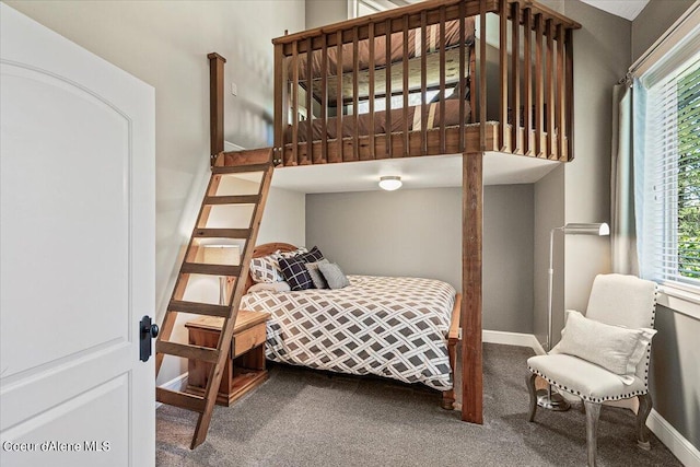 carpeted bedroom with multiple windows