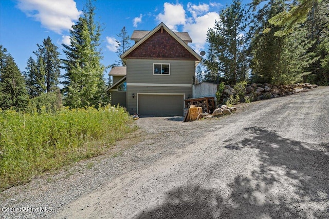 view of home's exterior with a garage