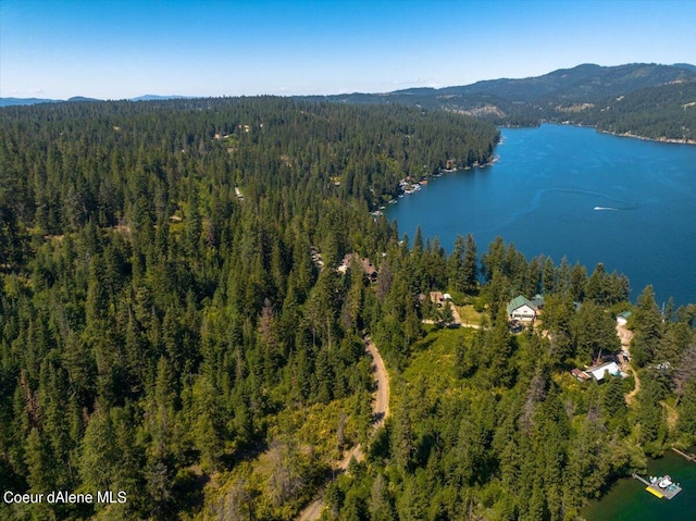 aerial view with a water and mountain view