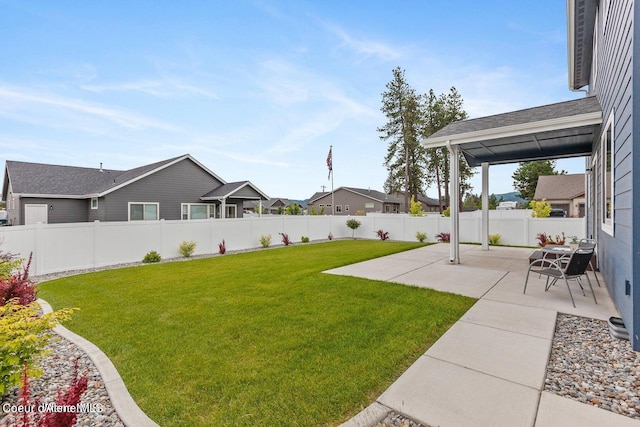 view of yard with a patio area