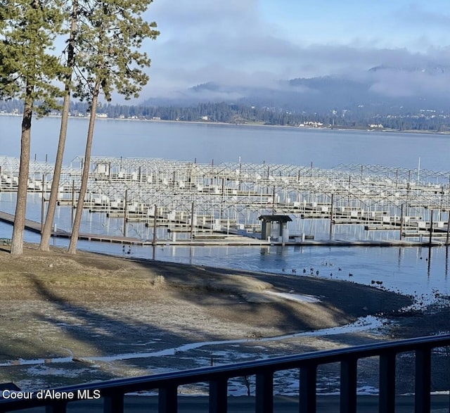 dock area featuring a water view