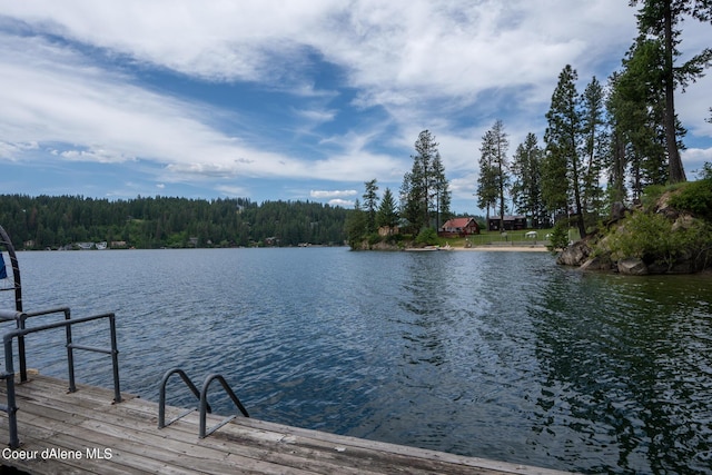 view of dock featuring a water view