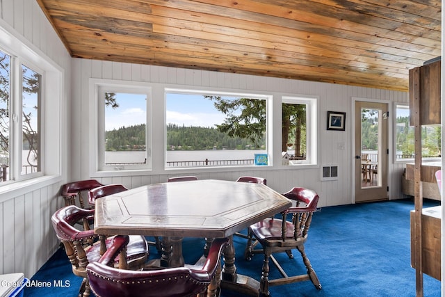 sunroom / solarium with wooden ceiling