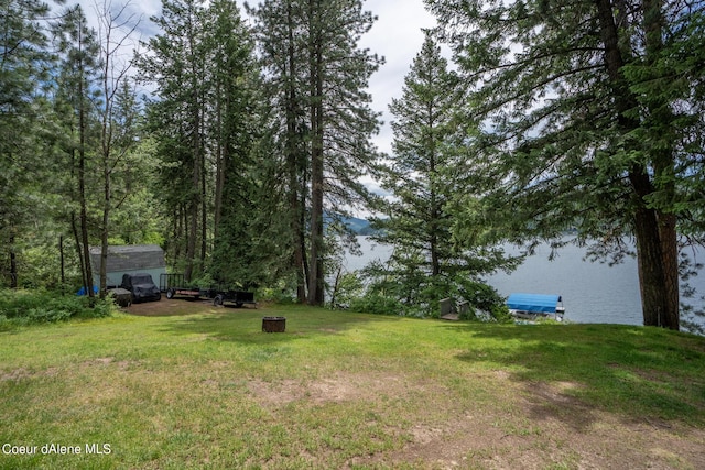 view of yard featuring a boat dock