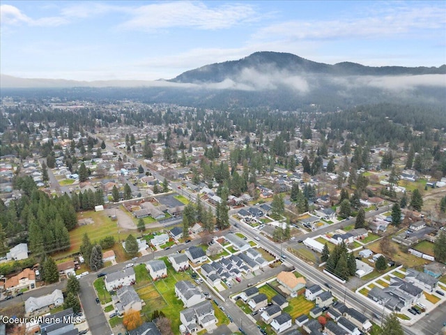 birds eye view of property with a mountain view