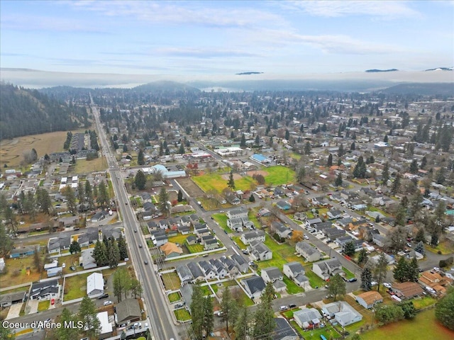 bird's eye view featuring a mountain view