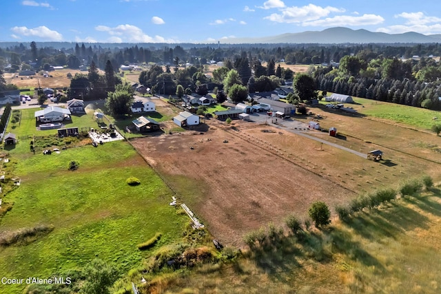 birds eye view of property featuring a mountain view