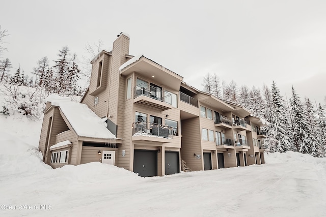 view of snow covered building