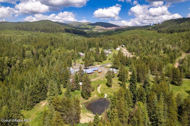 bird's eye view with a mountain view