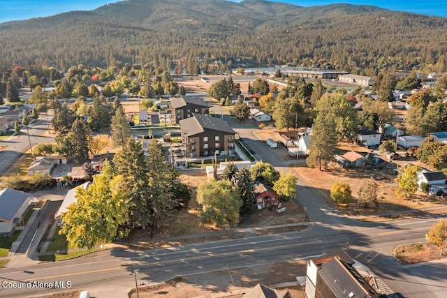 drone / aerial view with a mountain view