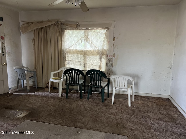 dining area featuring ceiling fan