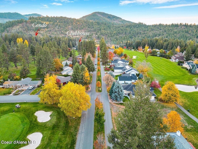 bird's eye view with a mountain view