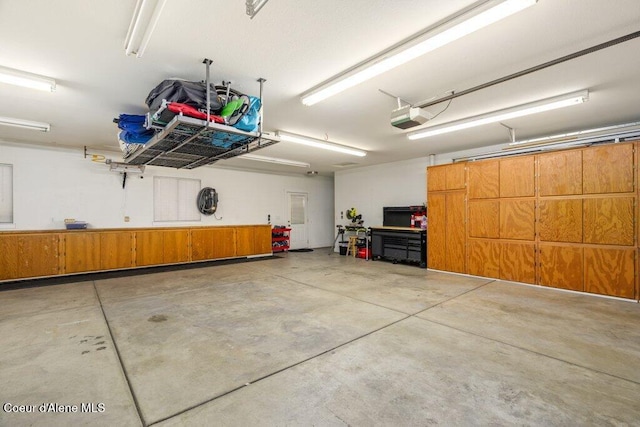 garage with a garage door opener