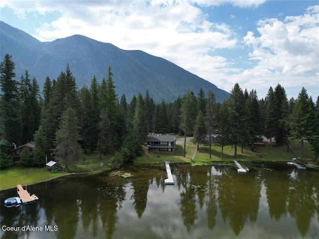 mountain view featuring a water view