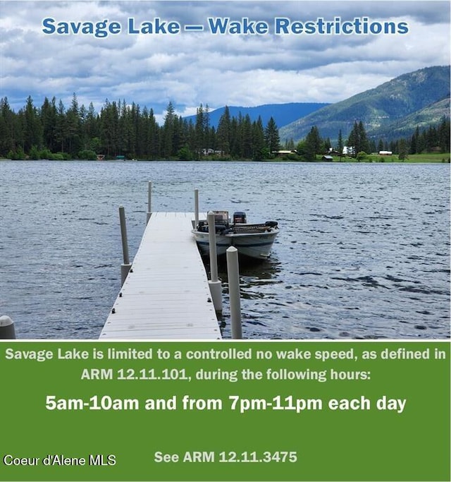 dock area featuring a water and mountain view