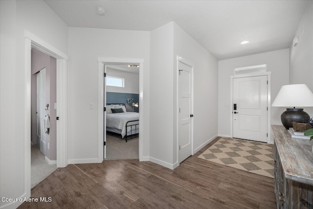 foyer featuring dark hardwood / wood-style floors