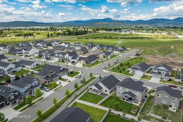 aerial view with a mountain view