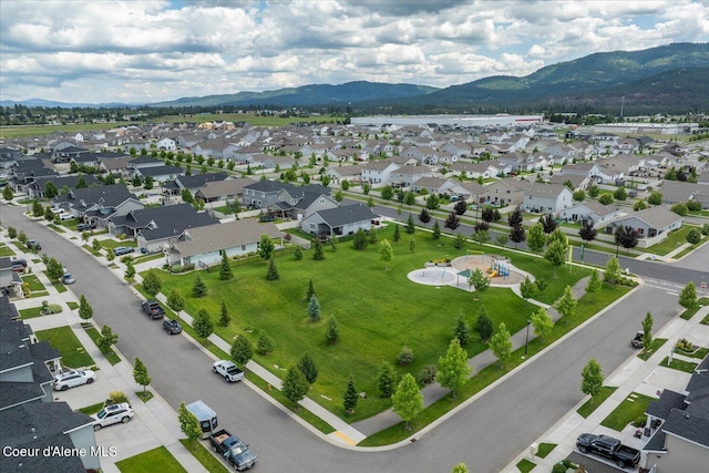 drone / aerial view with a mountain view