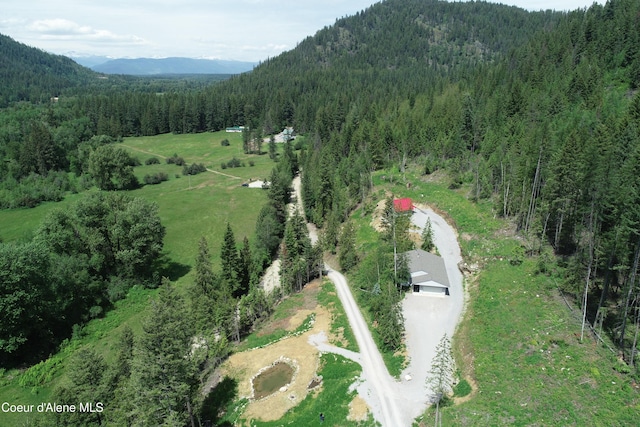 birds eye view of property with a mountain view