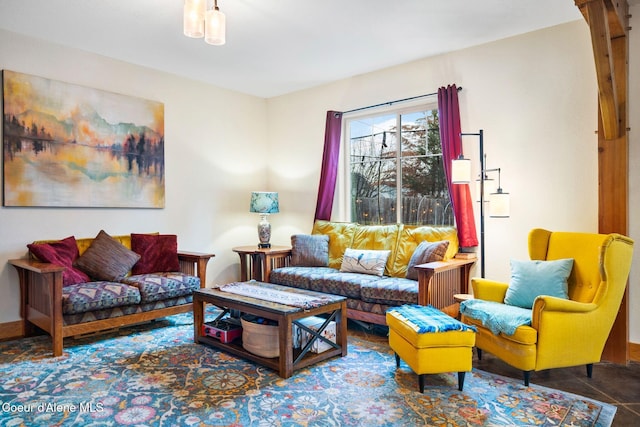 view of tiled living room