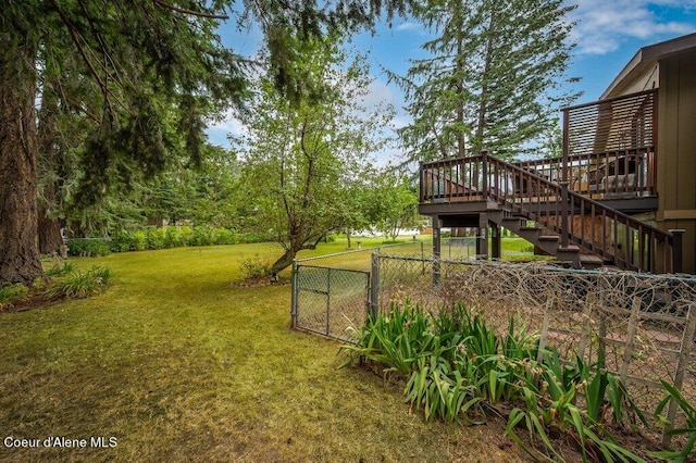 view of yard with a deck