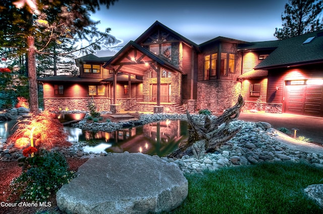 view of front of home with a garage