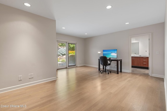 office featuring light hardwood / wood-style floors