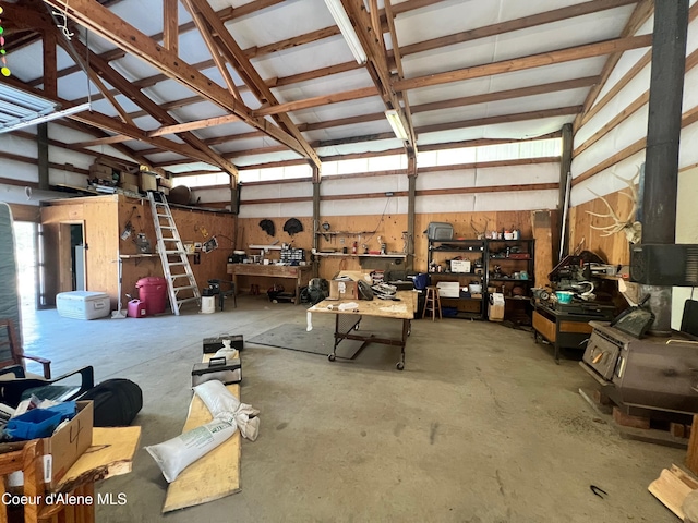 garage featuring a workshop area