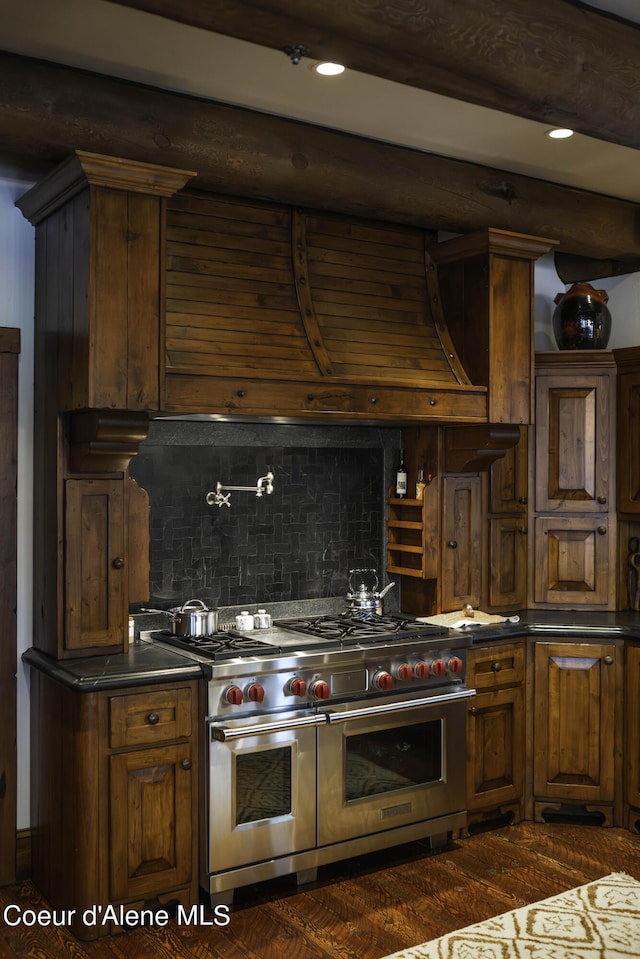 16692 S Lazurite Dr, Coeur Dalene, ID 83814 - kitchen featuring backsplash and range with two ovens
