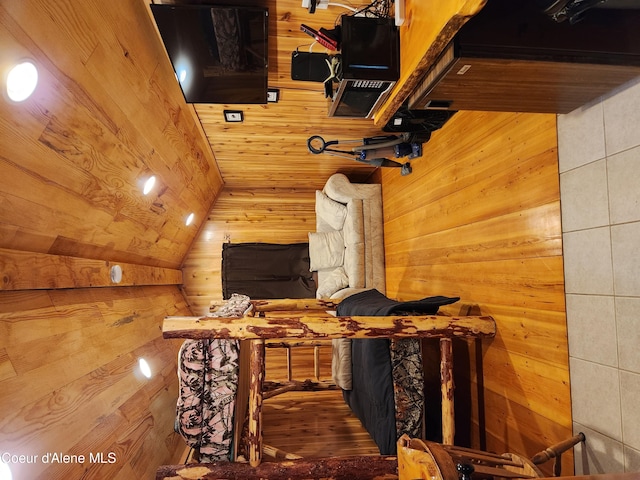 interior space featuring wooden ceiling