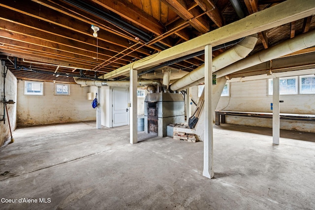 basement featuring plenty of natural light