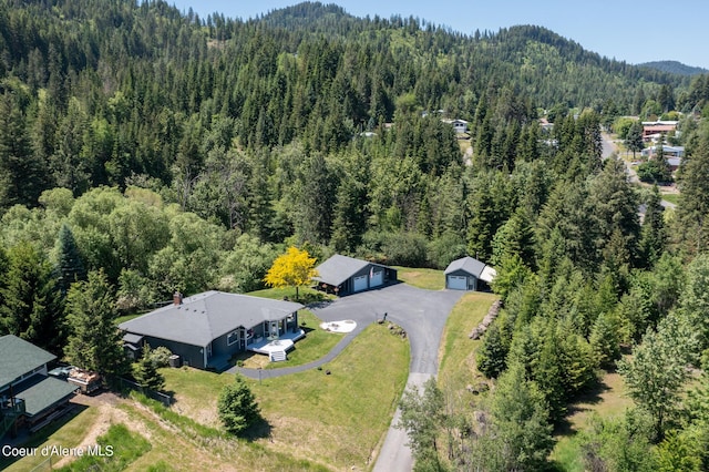 aerial view with a mountain view