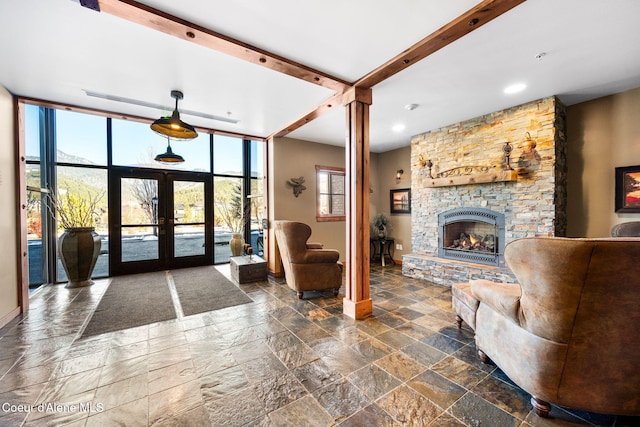 building lobby featuring a mountain view