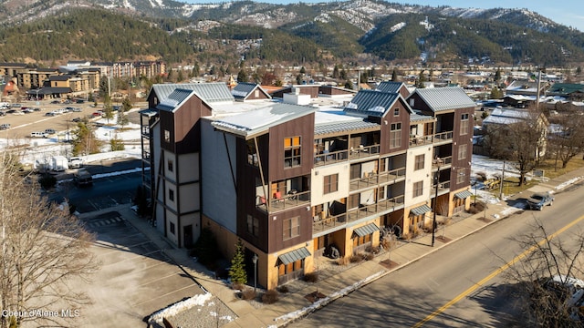 aerial view with a mountain view