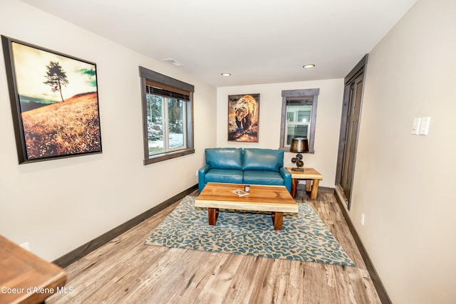 living area featuring light hardwood / wood-style floors