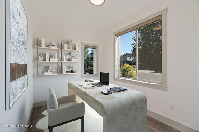 interior space with hardwood / wood-style flooring