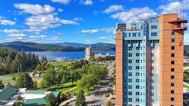 view of city featuring a water and mountain view