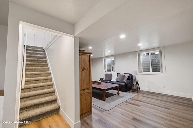 living room featuring light hardwood / wood-style floors