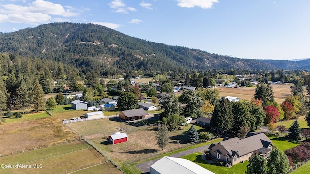 birds eye view of property featuring a mountain view