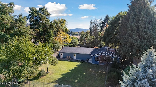 aerial view with a mountain view