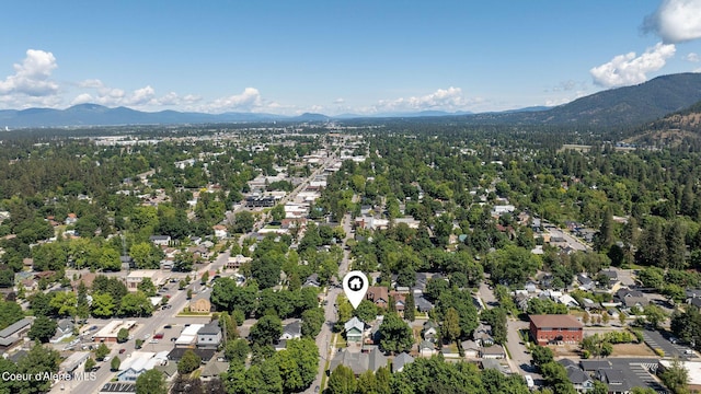 aerial view with a mountain view