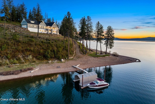 view of dock featuring a water view